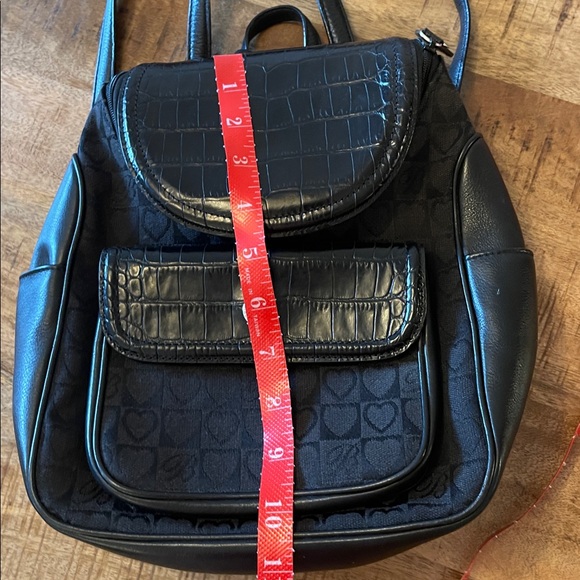 Brighton Julia Croc Heart Embossed Backpack Purse Black Vintage main image 12